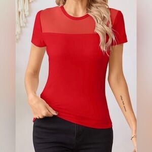 Express Vibrant Red Short Sleeve Top